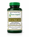 녹색 유기 보충교재 (포장-1) 비타민 B12 & Folic 산, 1000mcg, 90의 VCaps, 손은, Vegan, 비 GMO, Nervous 체계의 기능, 및 피부의 Integrity, 머리 & 간결합니다