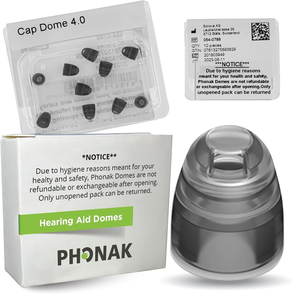 Phonak 모자 4.0 돔 XSmall (0.18 inches=4.5mm) - Sonova에 의해 생성 된 OEM 스위스 교체, 매우 좁은 귀 크기를위한 보청기 돔 - 1 팩 / 10 돔 총