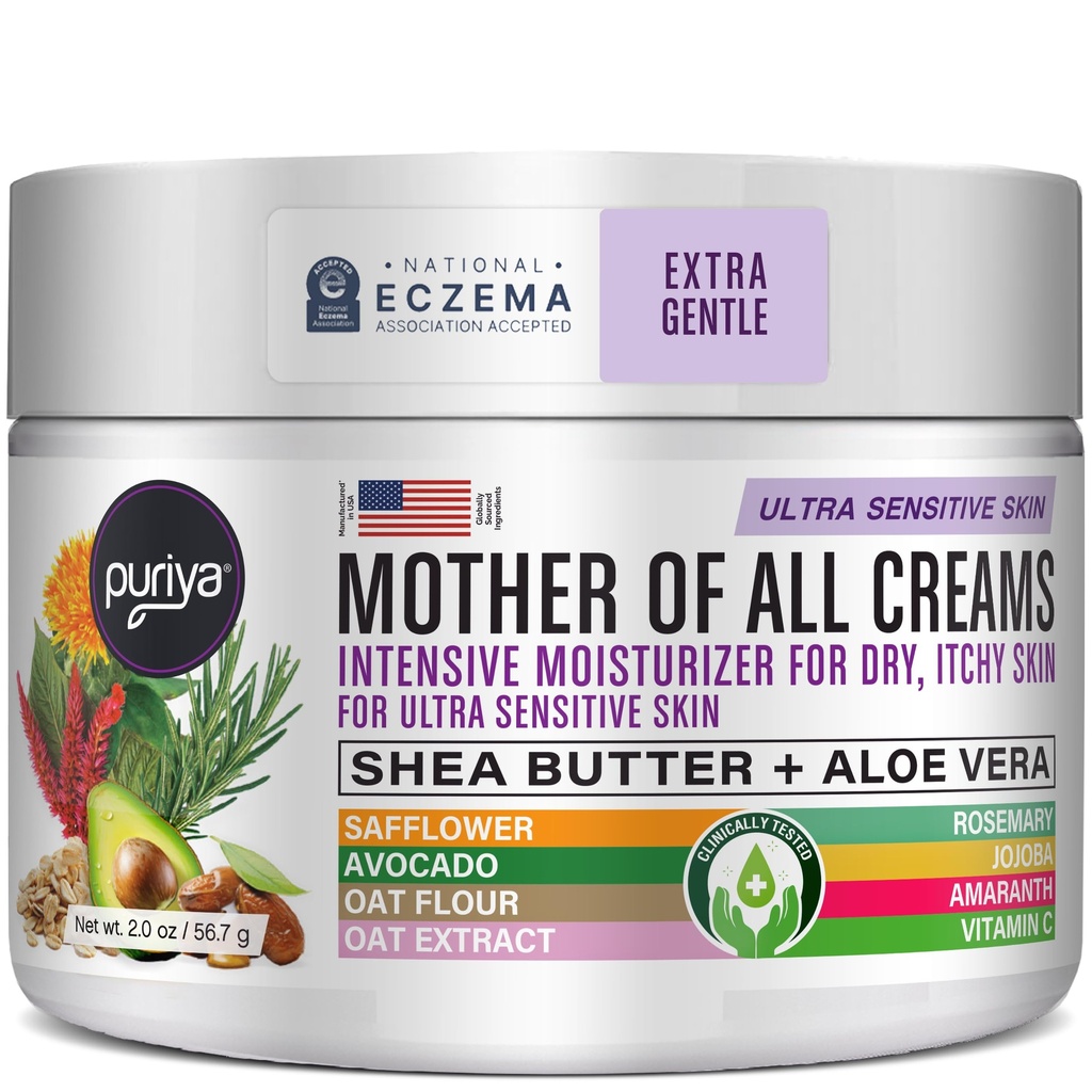 Puriya National Eczema Association는 크림 2 oz, 건조한 Itchy 피부 기복, Colloidal Oatmeal 로션, 아이를 위해, 성인, 얼굴, 손, 모든 크림의 어머니, 식물 근거한 Hydration, 향수 추가했습니다