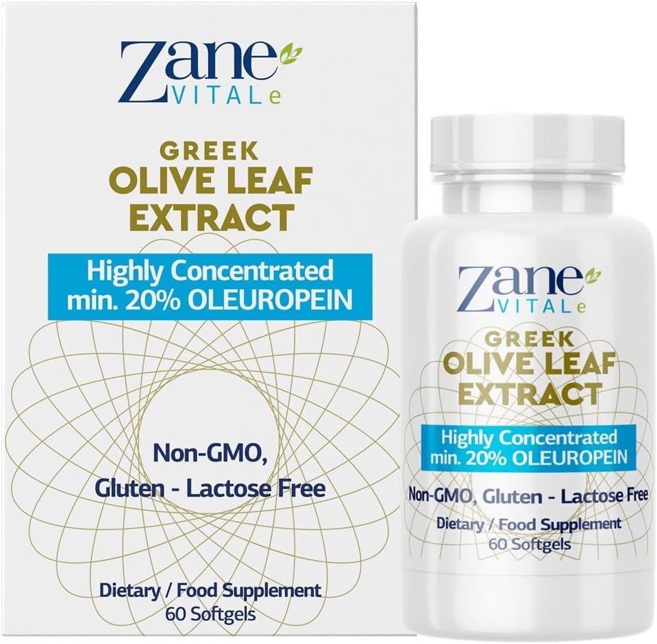 Zane 그리스 올리브 리프 추출물 - 분. 20 % Oleuropein - 면역 및 건강 혈압 지원 제공, 심혈관 시스템 건강 증진 - 60 캡슐 비 GMO, 글루텐 - 락토스 - 파라벤 무료