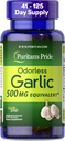 Puritan의 Pride Premium Odorless Garlic Fresh 500mg, Antioxidant Properties, 250 Rapid Release Softgels와 심장 건강 및 순환 지원을위한 전통적인 다이어트 보충