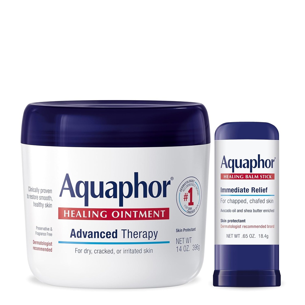 Aquaphor 고급 치료 치료 연고 피부 보호제 (14 Oz) + Avocado 오일 및 Shea Butter (0.65 Oz)와 치유 발기 스틱