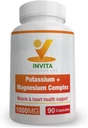 Invita 칼륨 마그네슘 복합 1000 MG 다리 및 근육 지원 I (90 캡슐) - 마그네슘 산화 글리세린 글루코 에이트 및 Citate를 가진 높은 흡수 칼륨 Aspartate
