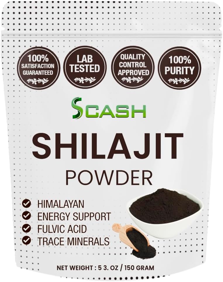 scash 600 서빙 Shilajit 건조한 추출물 보충교재 분말, 5.3 Ounce /150g의 Fulvic 산을 가진 Shilajit 순수한 Himalayan 무기물, 에너지 보충교재를 위한 Fulvic 무기물 화합물