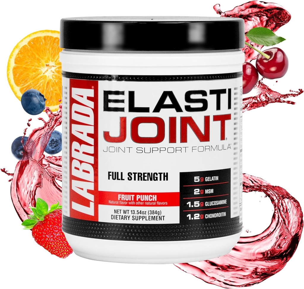 Labrada Nutrition Elastijoint, Fruit Punch, Glucosamine Joint Support Supplement Powder for Men & Women, MSM, 글루코사민 Chondroitin MSM - 글루텐 프리