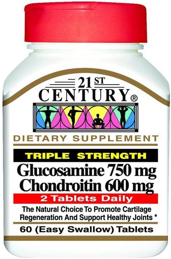21 세기 글루코사민 750 mg & Chondroitin 600 mg - 트리플 강도 - 60 정제, 2 팩