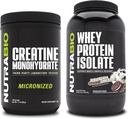 NutraBio Creatine Monohydrate, Unflavored, 500g 및 Whey Protein Isolate, 아이스크림 쿠키 드림, 보충 번들 - 근육 에너지, Lean 근육 성장, 회복 및 힘