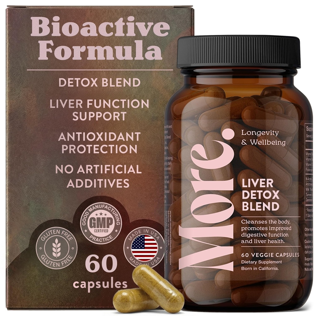 더 보기 Longevity & Wellbeing Liver Support & Cleanse – 항 산화제와 아미노산을 가진 강력한 추출물 기반 공식 – Liver Health & Digestive Balance – 60 캡슐 (미국)