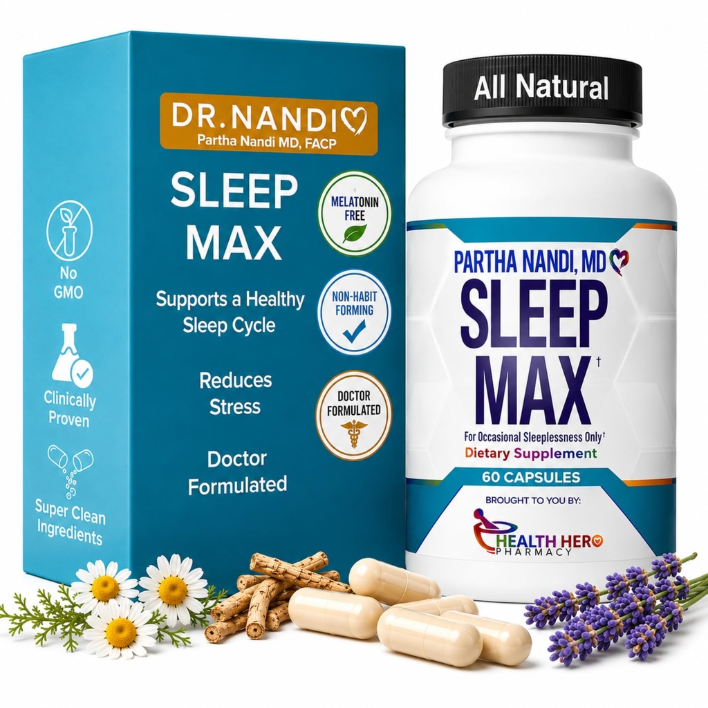 Nandi 박사의 수면 최대 자연 수면 보조 - 마그네슘, GABA, 5-HTP & 타우린 - Melatonin없이 REM 수면 및 딥 수면 보충 - 빈 허브 수면 보조 형성 - 비 GMO - 60 캡슐