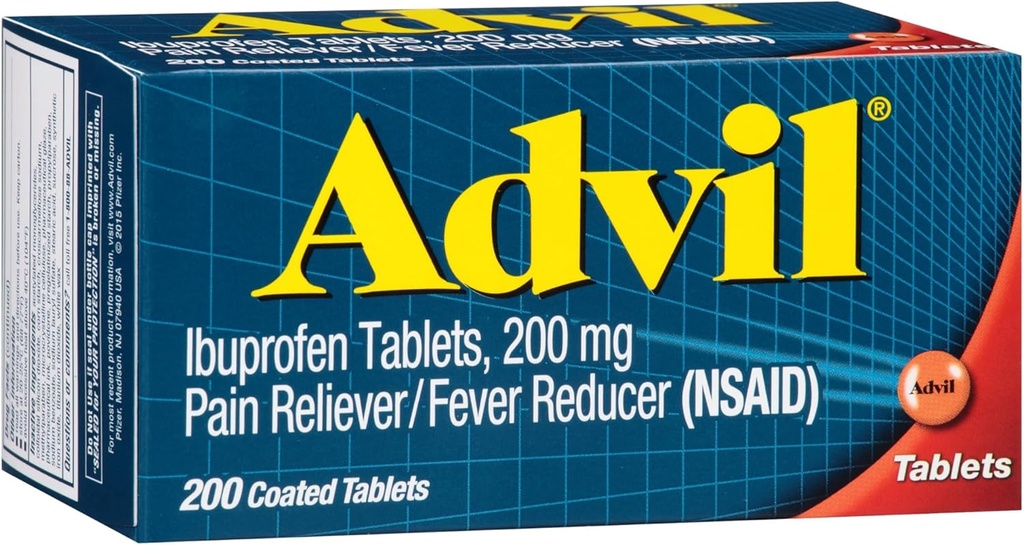 Advil Pain Reliever와 Fever Reducer, 두통, 두통, 생리통 및 관절 통증 완화를위한 Ibuprofen 200mg을 가진 통증 완화 의학 - 200 코팅 정제