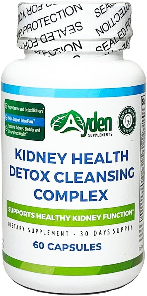 Kidney Health Detox Cleansing Complex - 1,110 mg, 지원 Kidneys, Bladder, Urinary Tract, 초본, 21 성분, Cranberry 400 mg, Astragalus 200 mg, 말 꼬리, Gravel 뿌리, Uva Ursi, 60 캡슐