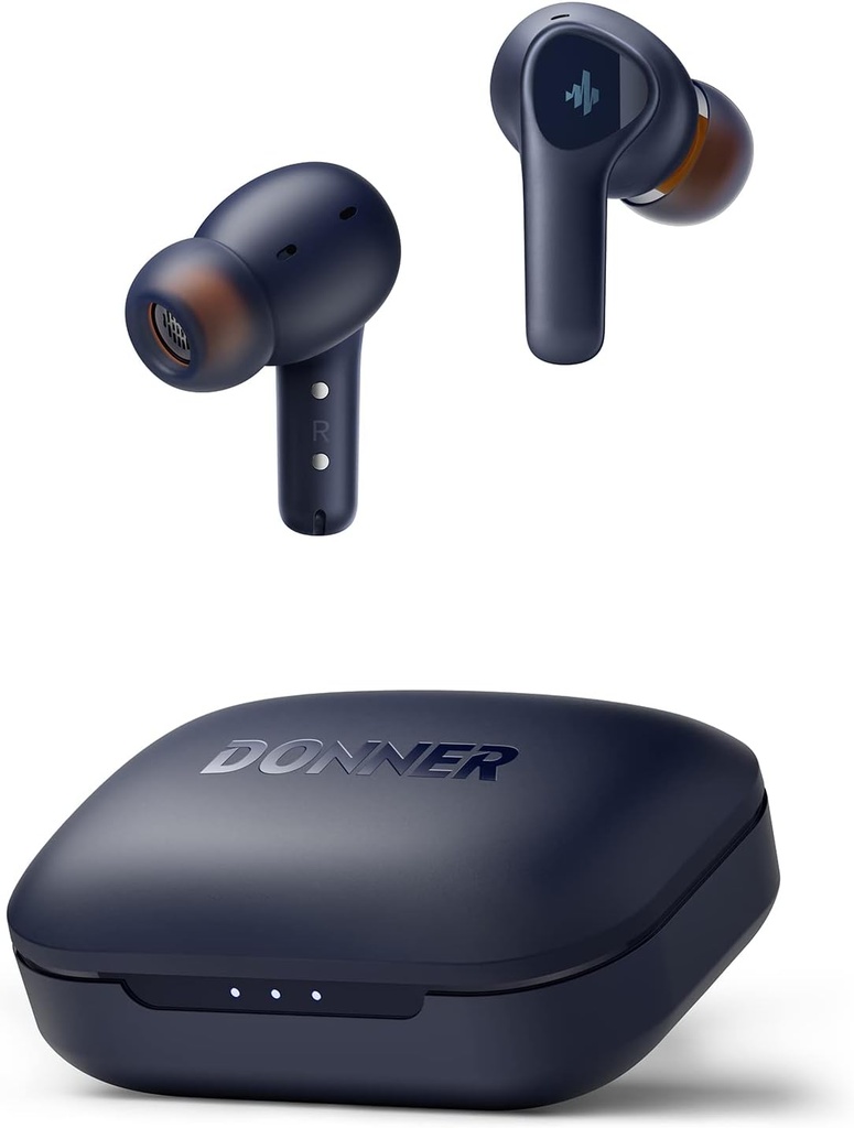 Donner 무선 이어폰 소음 차단, Bluetooth 5.2 Clear Calls, 12mm 드라이버 및 밸런스 장갑판, 사용자 정의 EQ, 32H 재생 시간, 빠른 충전을위한 앱 - Dobuds ONE, Blue