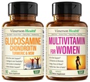 Glucosamine Chondroitin Turmeric + 여성 2-Bottle Supplement 번들을 위한 Multivitamin. 건강한 면역 응답, 합동 지원, 산화 방지제 재산