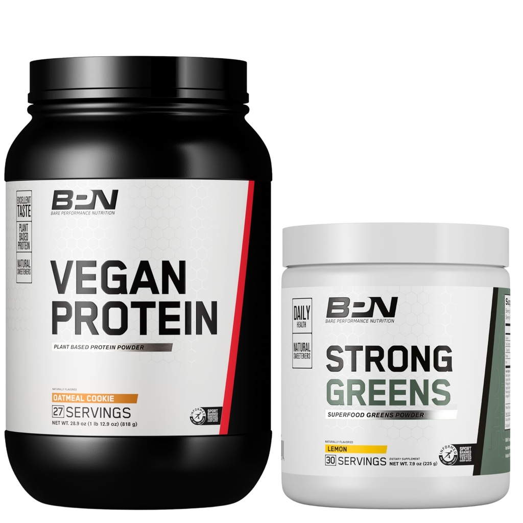 BARE 성능 영양 BPN Vegan Oatmeal 쿠키 단백질 + 강한 녹색 레몬 뭉치