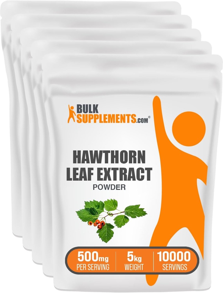 BulkSupplements.com 호손 잎 추출물 분말 - 호손 잎 보충교재 - 초본 보충교재, 채식주의자 & 글루텐, 봉사 당 500mg, 5kg (11 lbs) (포장 5)