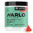 Harlo - 수박 소금 전해질 음료 혼합 w/Bovine 교원질 & Creatine - Creatine Monohydrate 분말 - 에너지 음료 분말 - 사전 운동 분말 - 설탕 무료 에너지 음료 - 포스트 운동 회복