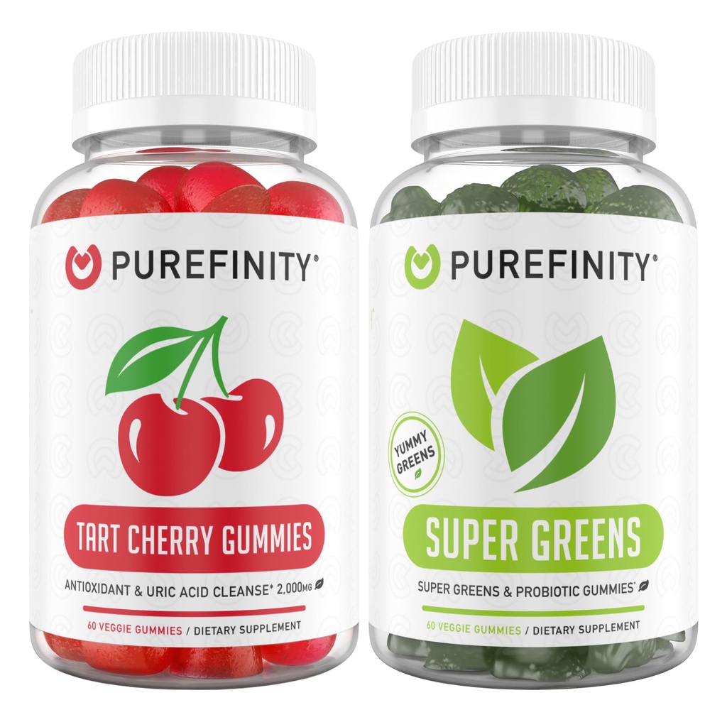 PUREFINITY Tart Cherry 및 Super Greens Gummies 번들 (매일 그린과 함께 사용)