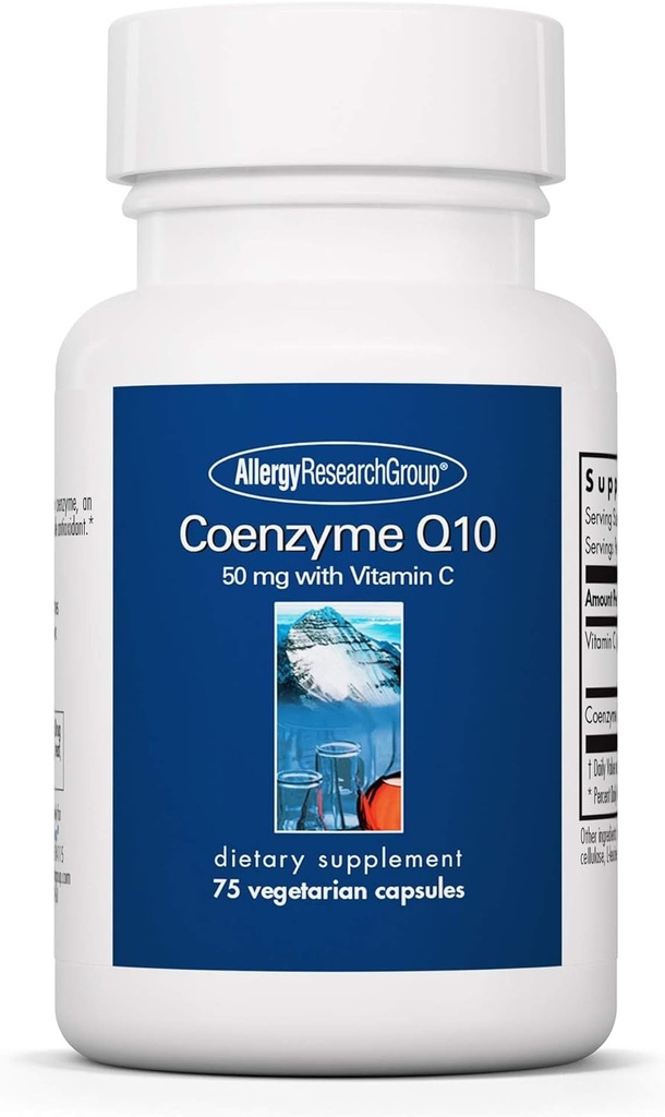 알레르기 연구 그룹 Coenzyme Q10 보충 - 비타민 C, 심장 건강, CoQ10 50mg, Ubiquinol, 산화 방지제, 채식 캡슐 - 75 조사