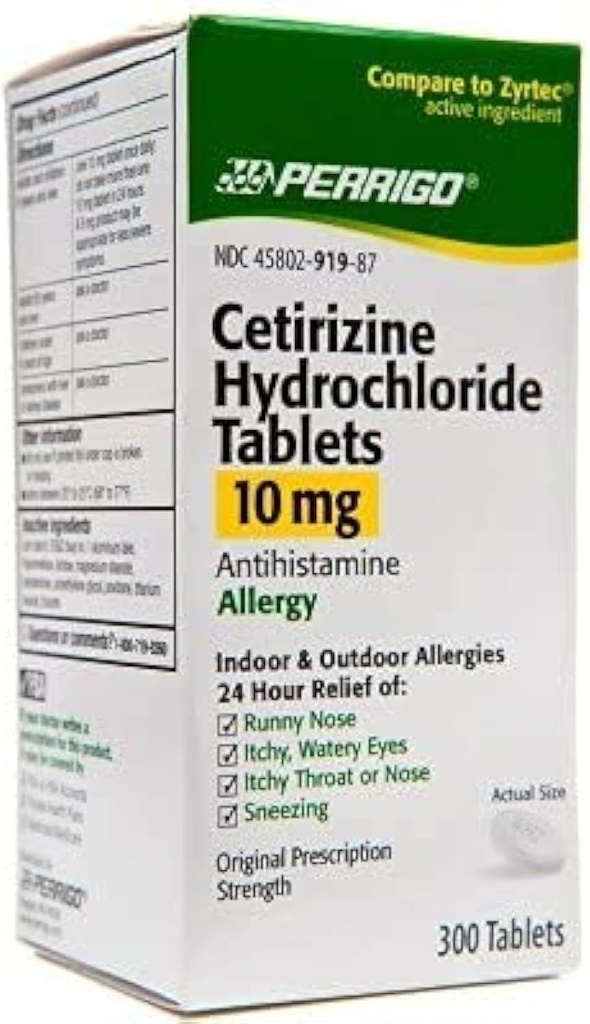 Perrigo Cetirizine 염산염 정제 10mg, 300-Count