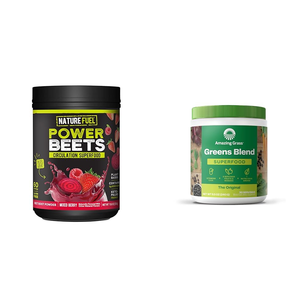 Nature Fuel Power Beets Powder, Delicious Acai Berry Pomegranate, Concentrated & Amazing Grass Greens Blend Superfood : 슈퍼 그린 파우더 스무디 믹스 Boost Energy