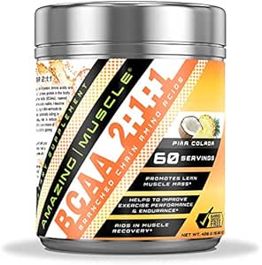 놀라운 근육 BCAA 2:1:1:1 분기된 사슬 아미노산 보충교재 | 봉사 당 6000 Mg | Pina Colada 맛 | 60의 서빙
