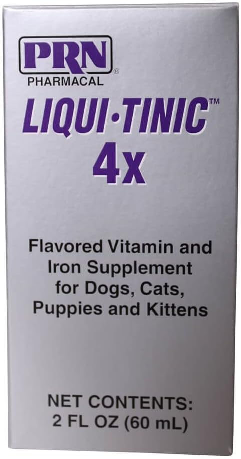 Liqui-Tinic 4x는 개, 고양이, 강아지 및 새끼 고양이, 2 oz에 대한 비타민과 철 보충을 맛.
