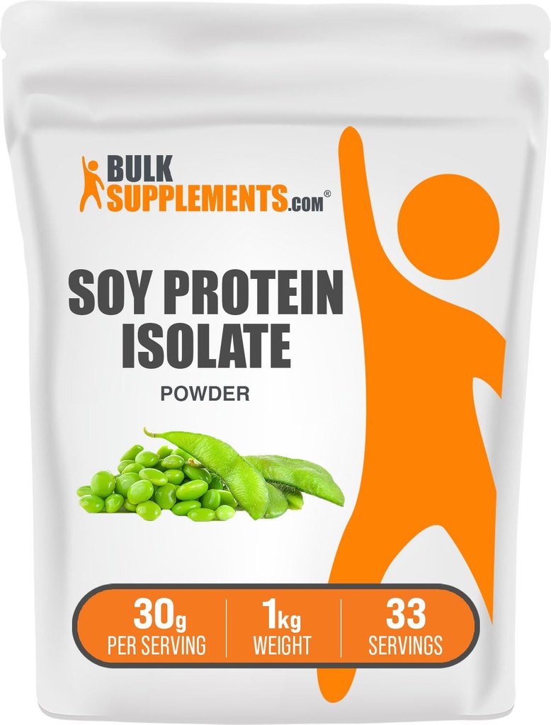 BulkSupplements.com Soy Protein Isolate Powder - Vegan Protein Powder, Unflavored - 순수하고 글루텐 무료, 서빙 당 30g, 1kg (2.2 파운드) (팩 1)
