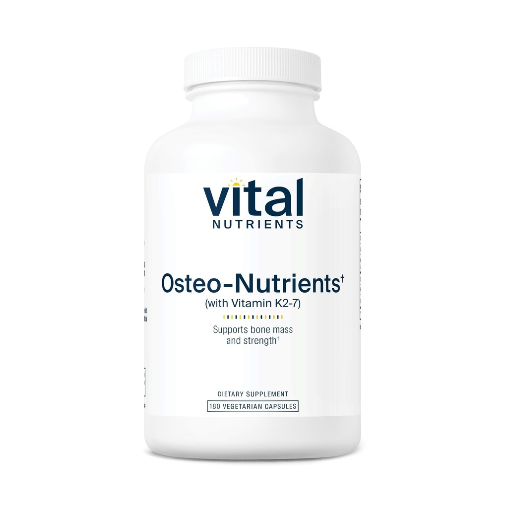 Vital Nutrients Osteo-Nutrients | 비타민 K2 + D3, 칼슘, 마그네슘 Bone & Heart Support* | 채식 보충교재 | 글루텐, 데이리, 소이 무료 | 180 캡슐
