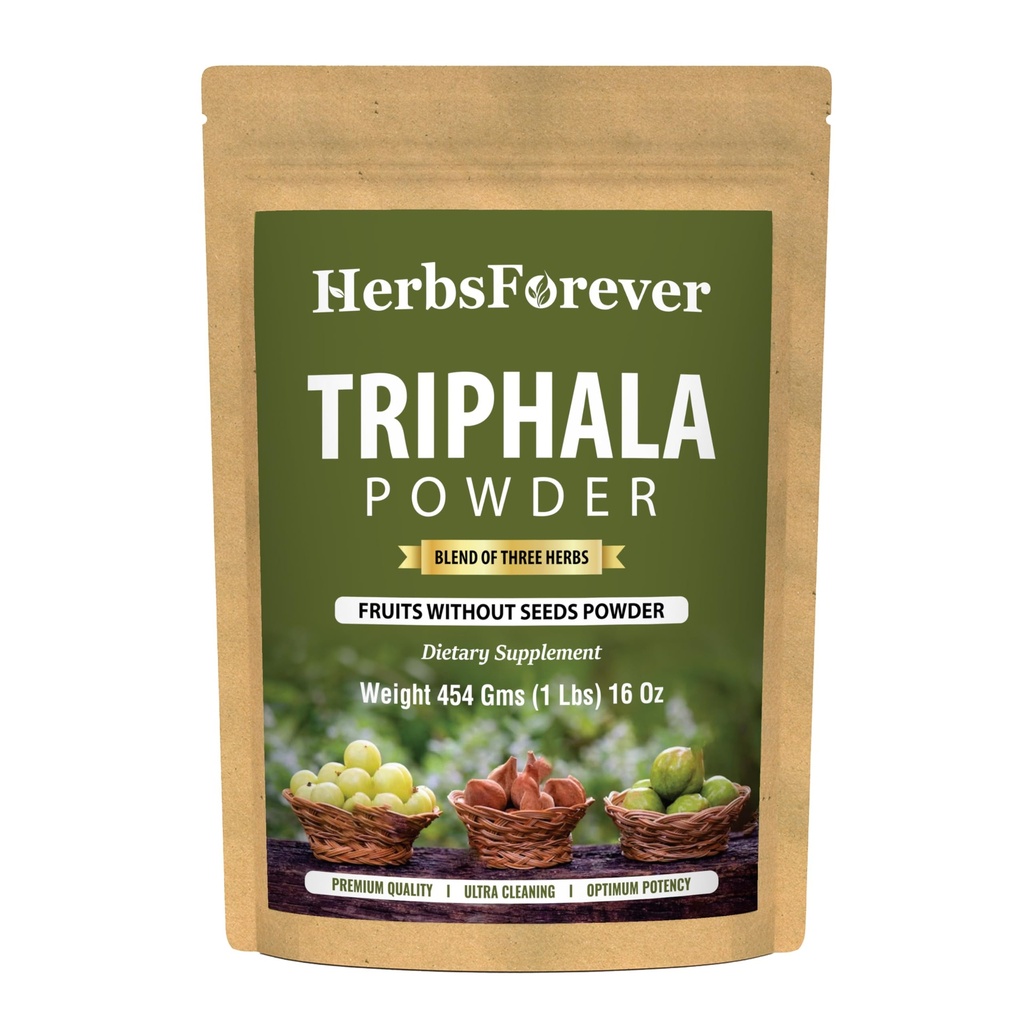 Herbsforever Triphala Churna 분말 전통적인 Ayurvedic 정립은 해독과 회춘 비 GMO, Vegan 454 GMS를 지원합니다