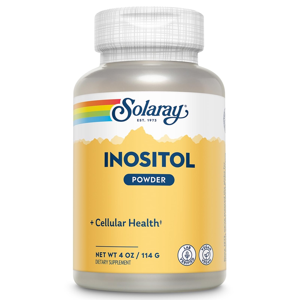 SOLARAY Pure Inositol Powder - 세포 건강 지원 - Vegan, Lab Verified - 163 서빙, 4 OZ (4oz, 162 서빙)