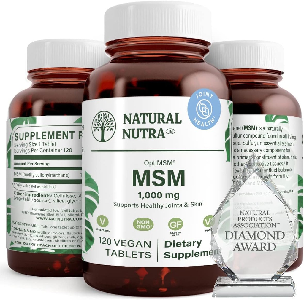 자연적인 Nutra OptiMSM, Sulfur를 가진 MSM 보충교재는, 더 얇은 머리, 증가 합동 융통성 및 뼈 건강을, 연골 건강, 도움은 유동성 균형, 1000 mg, (120) Vegan 정제를 지원합니다