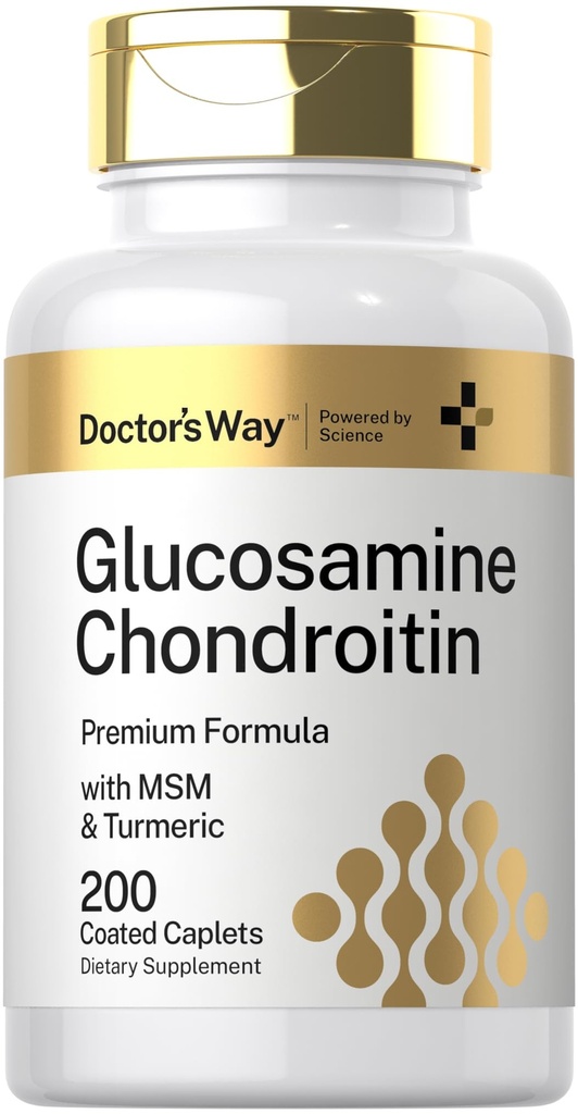 의사의 길 글루코사민 Chondroitin MSM Turmeric | 200 Caplets | 고급 지원단 | Non-GMO, 글루텐 무료 보충