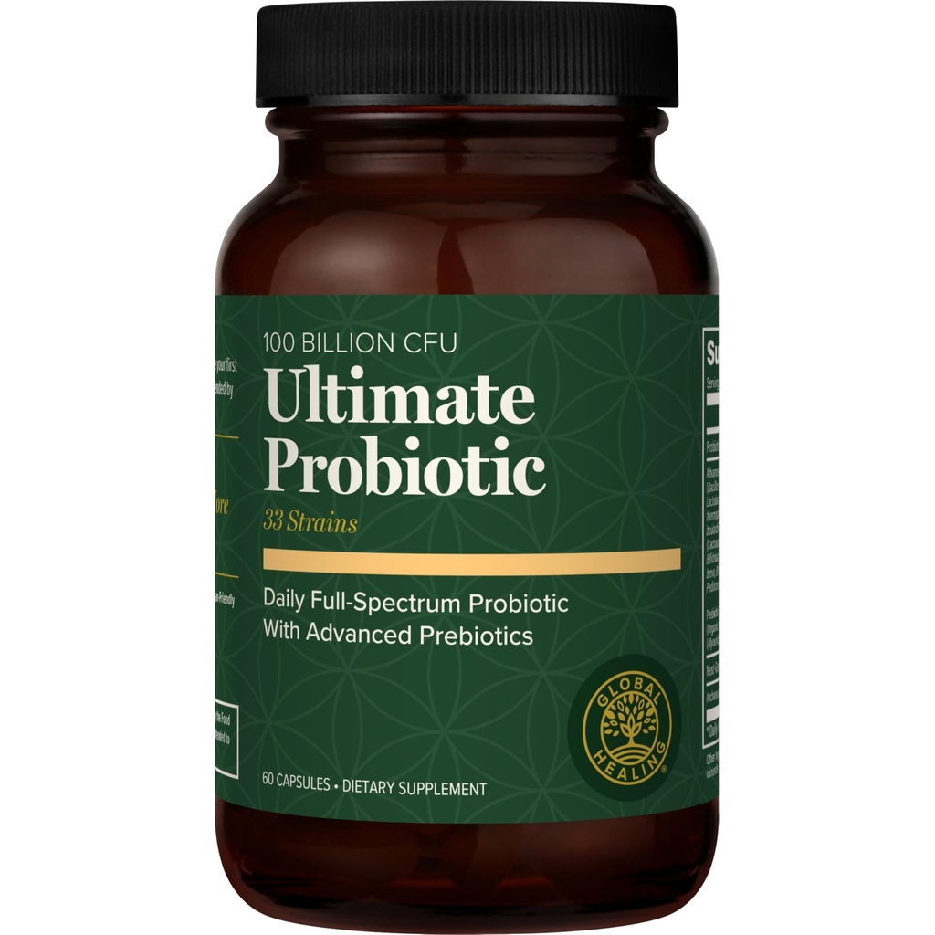 글로벌 치유 궁극적 인 Probiotic 혼합 보충 교재는 소화 건강을위한 Prebiotics와 Probiotics, 소화 기관, & 면역 체계, 남자를위한 Gut 건강, 100 억 CFU (60 캡슐)