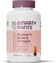 SmartyPants Women's Multivitamin Gummies : 오메가 3 생선 기름 (EPA / DHA), Methylfolate, CoQ10, 비타민 D3, C, 비타민 B12, B6, A, K & 아연, Inositol, 글루텐 무료, 120 조사 (20 일 공급)
