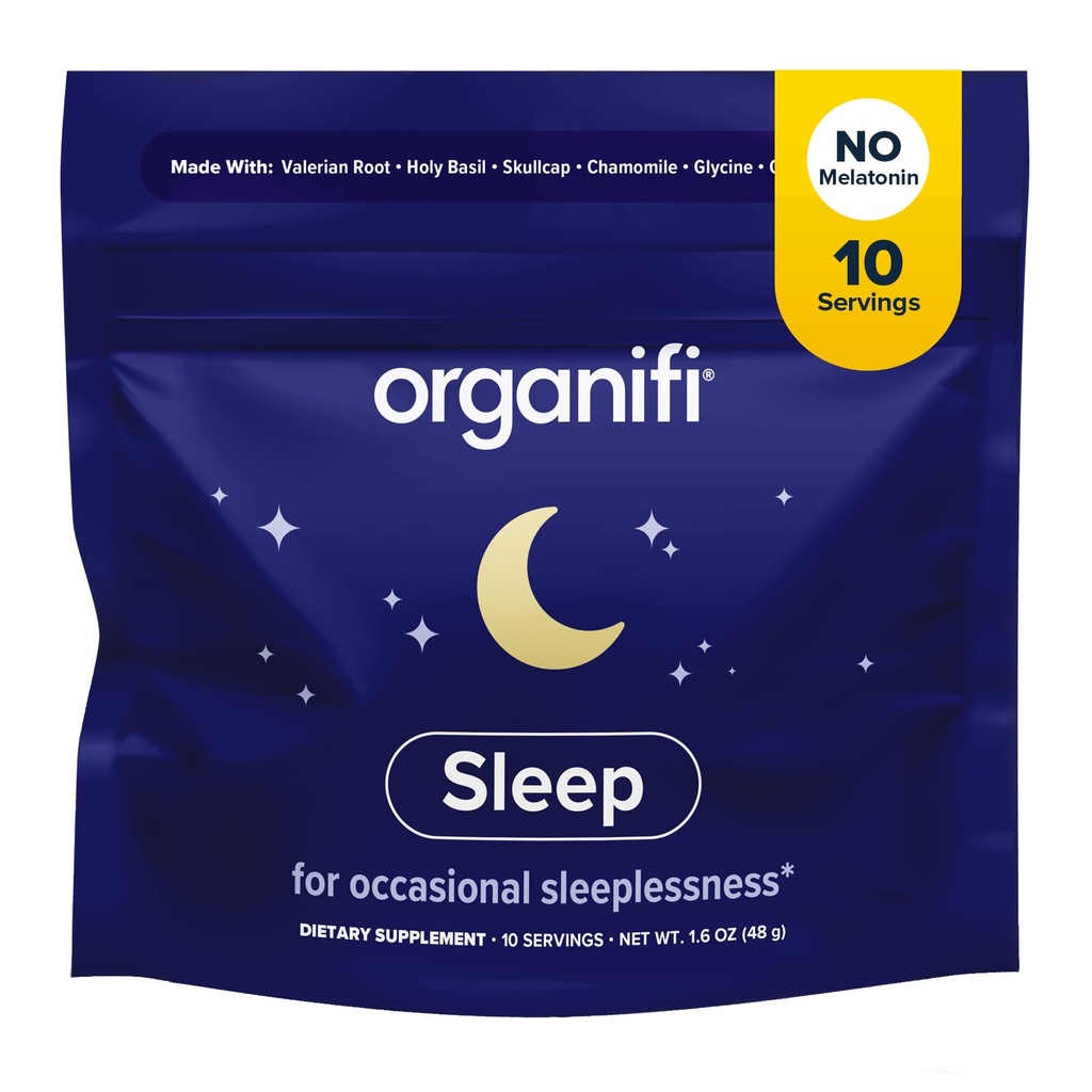 Organifi Sleep - Valerian Root, Lavender, GABA 및 L-theanine과 함께 수면 지원 - Melatonin - Calming 및 Relaxing 야간 음료 - 글루텐, Dairy 또는 Soy 없음