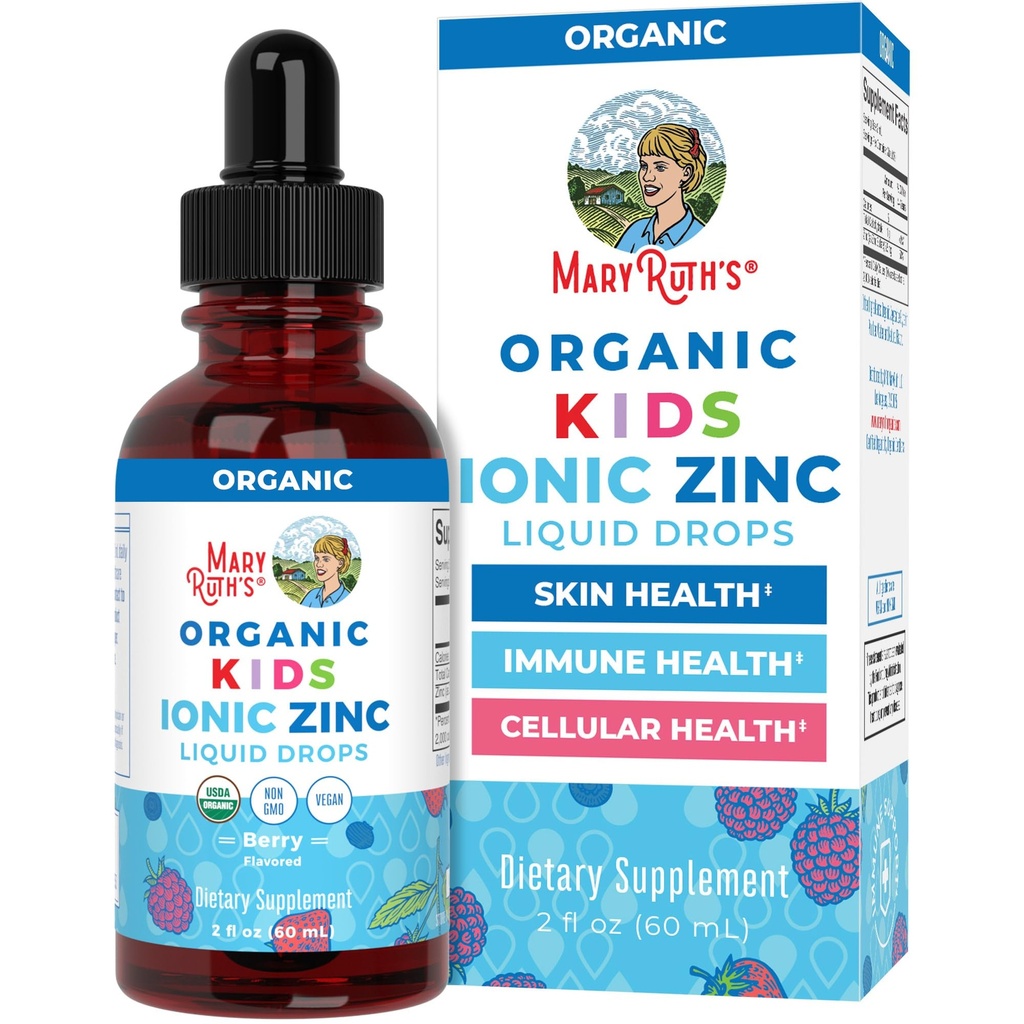 Immune 지원을 위한 MaryRuth 유기 아연 보충교재, 아이를 위한 면역 지원 보충교재, 나이 4-13의 아연 황산염, Vegan, USDA 유기, 글리세린, 2개 Fl Oz