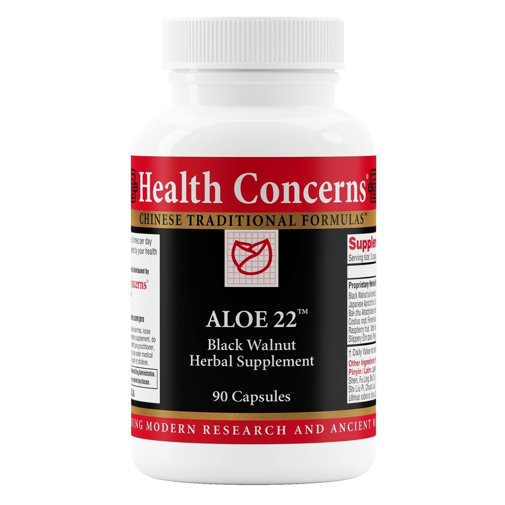 건강 Concerns 알로에 22 – 소화 지원 & 인테스트 – 변비, Bloating & Parasite Detox 보충 – 검정 호두, 생강, Myrobalan & Aloe Vera 초본 공식 – 90 캡슐