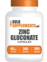 BulkSupplements.com 아연 Gluconate 캡슐 - 아연 보충제, Immune 지원 - 글루텐 무료, 서빙 당 1 캡슐, 365 개 (팩 1)