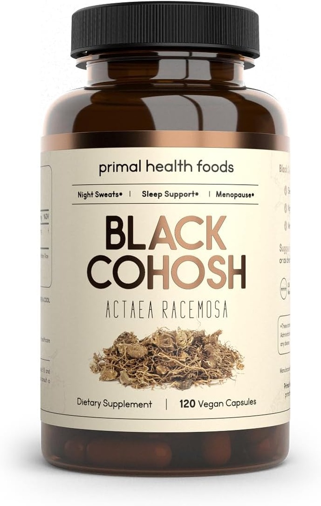 Organic Black Cohosh 1000 mg 60 서빙 | 망고, 나이트 스웨터, 수면 지원 | 채식, 유기, 비 GMO 및 글루텐 무료