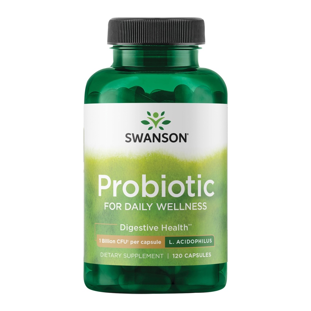 Swanson Probiotic - 소화 건강 보충교재 w / 캡슐 당 1 억 CFU - 자연적인 공식 지원 Bowel 일정 및 매일 웰빙 - (120 캡슐)