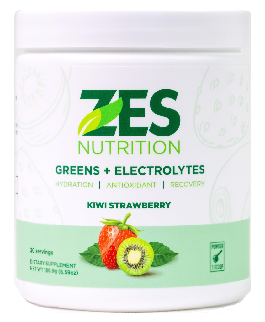 녹색 + Electrolytes, Kiwi Strawberry 맛, Vegan, 비 GMO, 녹색 분말, 매일 녹색 Boost, 야채 분말 보충교재, 유기 전해질, 회복 & 지원, 스무디 혼합