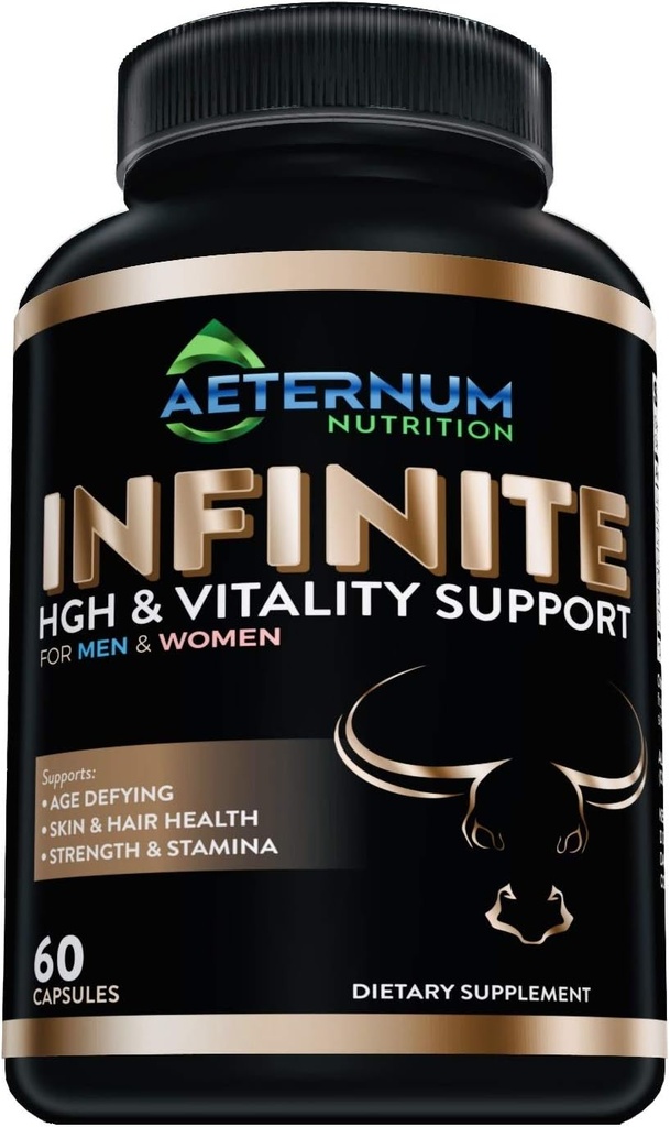 무한 - HGH - 테스토스테론 - 활력 보충교재 포함 Argnine-Glutamine, 그리고 더! 힘, 체력, 피부 & 머리 건강, 근육 성장을 지원하십시오. 남자와 여자를 위해 병 당 60의 캡슐.