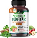 Superfood Greens 18 IN 1 - 과일 및 야채 및 허브 - Moringa, Alfalfa, Apple, Spinatch, Banana, Strawberry- Boost Energy, 면역력 및 구트 건강 (150 일 공급)