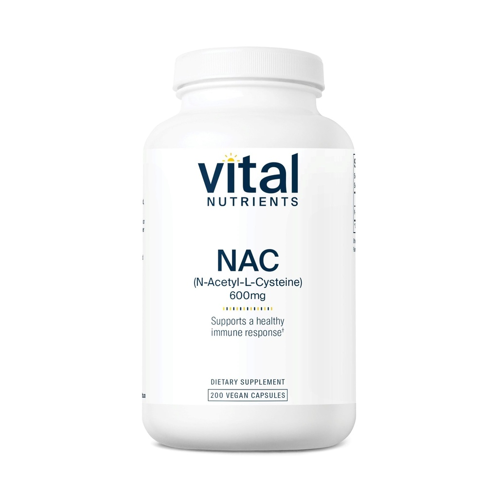 Vital Nutrients NAC 600mg | N-Acetyl Cysteine | Vegan NAC 보충교재 | Sinus, Liver, Immune, Respiratory Health* | 글루텐, 다이어리, 소이 무료 | 200 캡슐