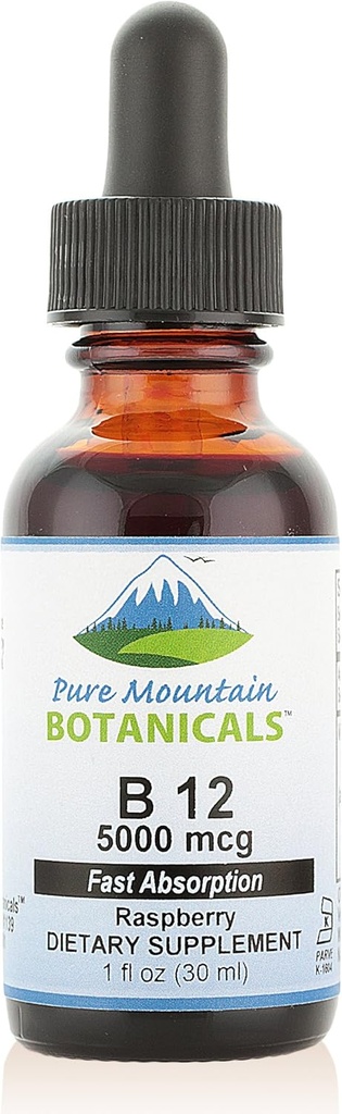 순수한 산 식물 B12 비타민 5000 mcg – 자연 Berry 풍미를 가진 1oz 병에 있는 고저 B12 하락