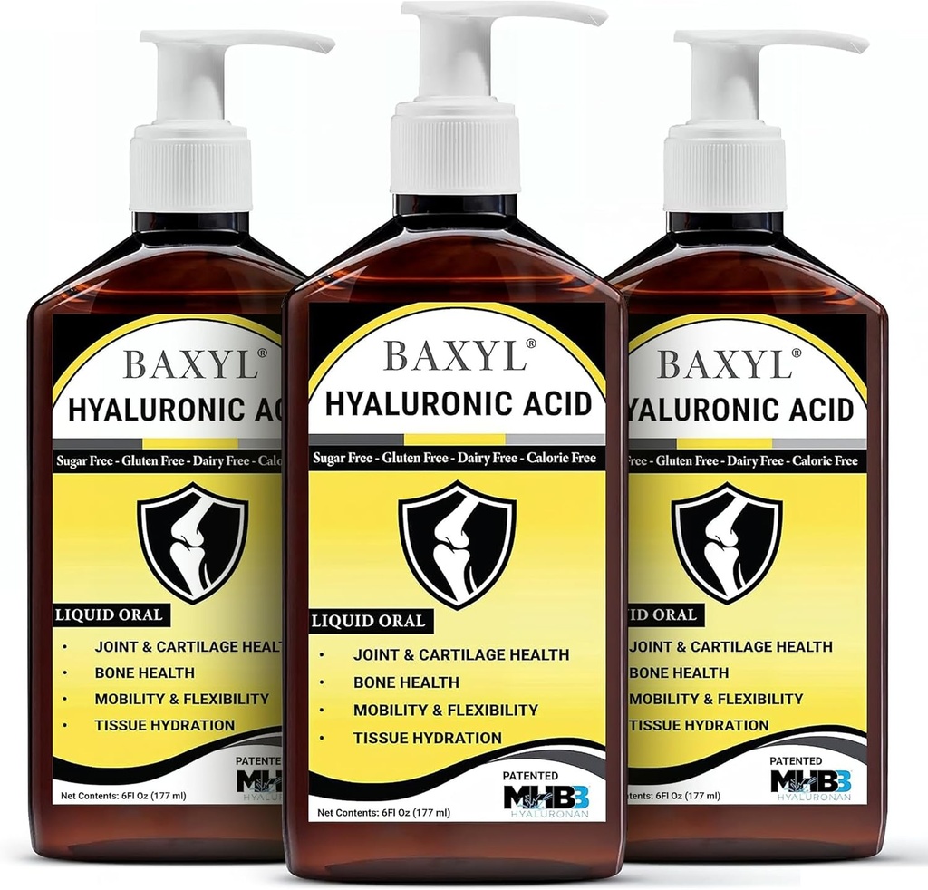 BAXYL 액체 Hyaluronic 산 보충교재 - 자연적인 구연산, 칼륨 Sorbate 성분 공식화된 flavorless 시럽 - 건강한 연약 & 뼈 형성을 제공하십시오 - 6 Fl Oz의 3개의 병
