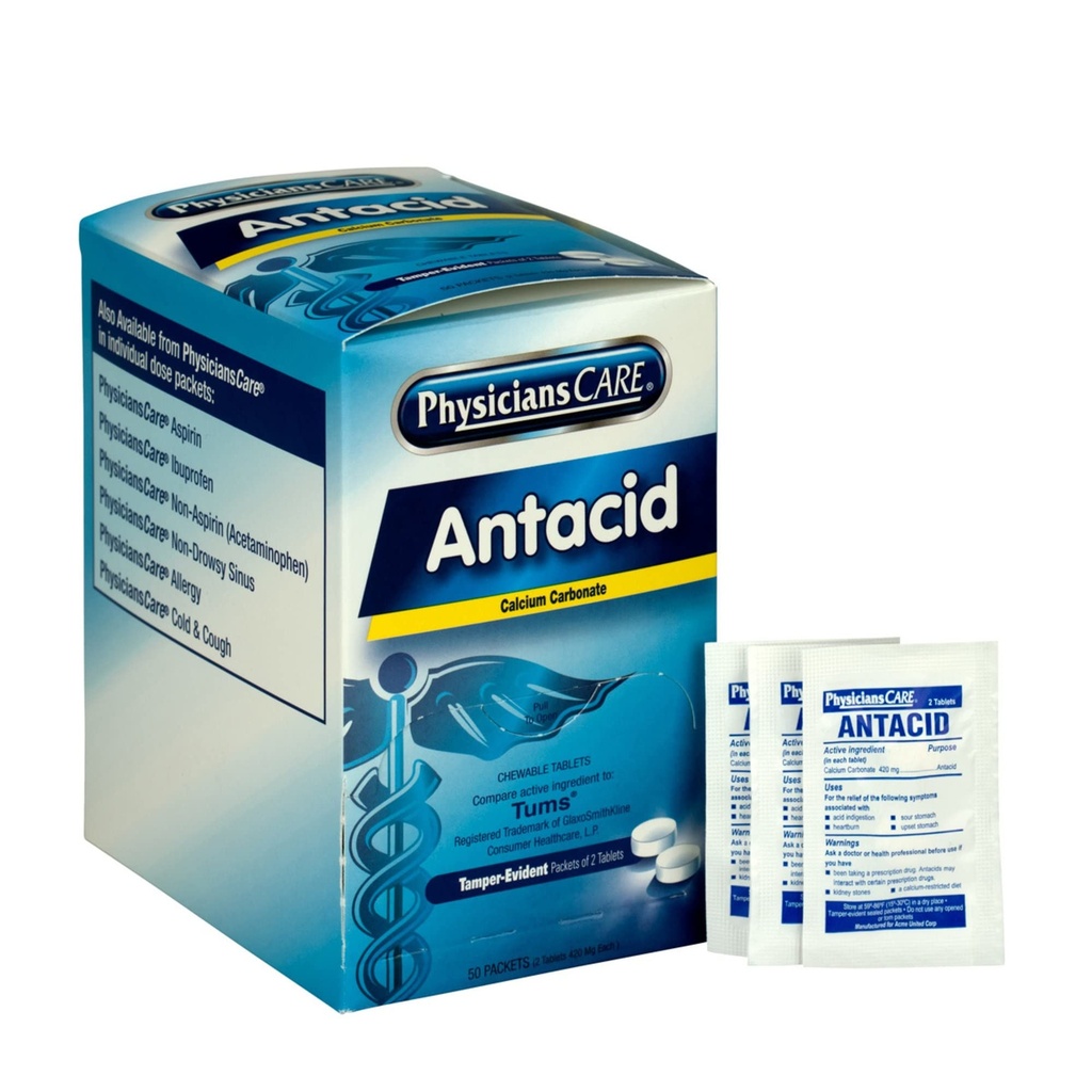 PhysiciansCare Antacid Heartburn 약물 (튜스에 참여), 50 두 개의 정제, 420 mg의 복용량