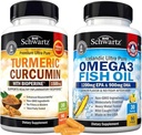 세 배 힘 Omega 3 물고기 기름 Softgels (1 달 공급) 까만 고추 추출물 1500mg Complex (1 달 공급)를 가진 Turmeric Curcumin 플러스