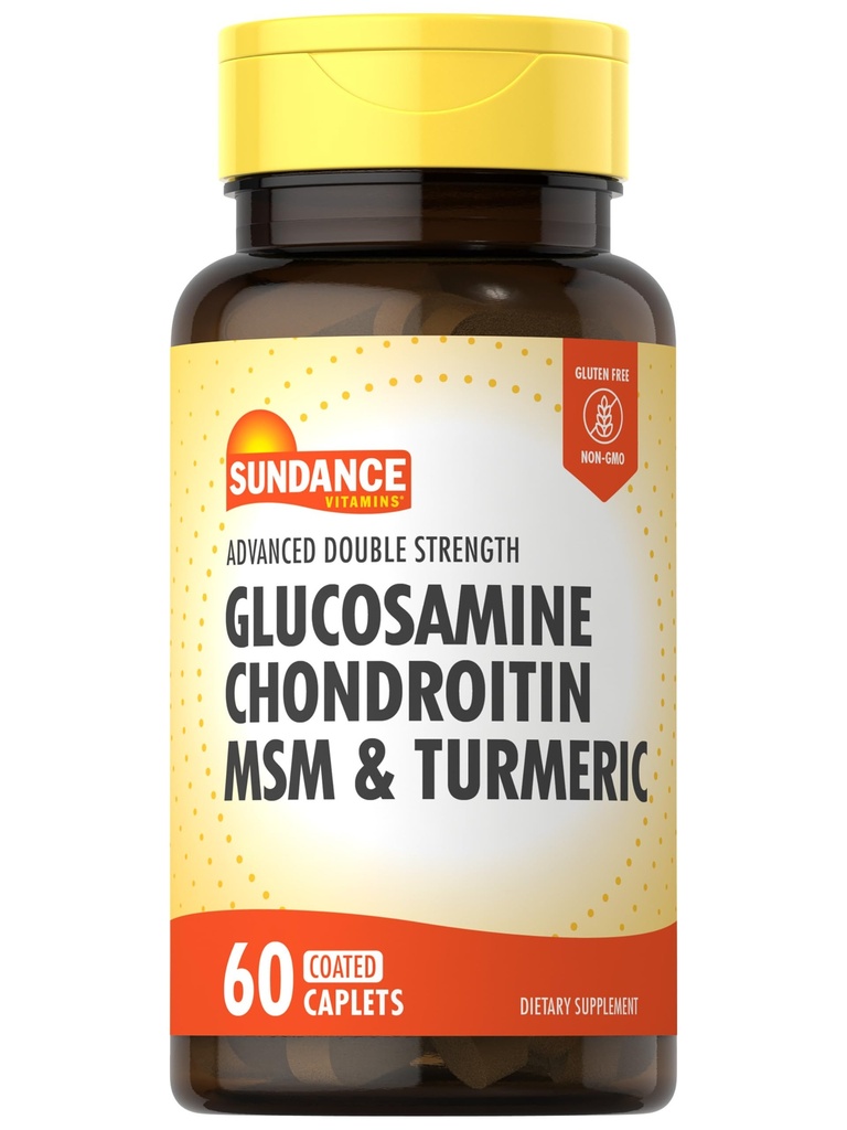 Sundance Glucosamine Chondroitin MSM 및 Turmeric | 60의 모자 | 두 배 힘 | 비 GMO 및 글루텐 자유로운 보충교재