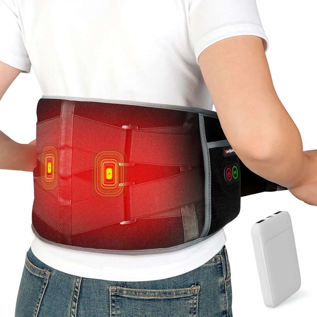 Back Pain Relief, Portable Lower Back Massager FSA Eligible HSA 충전식, 여성 남성 엄마 아빠의 생일 선물 크리스마스 3 Heat 30 Auto-Off